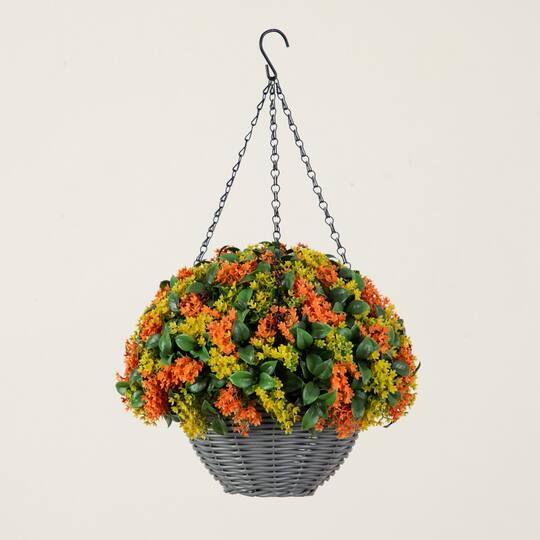 22" UV Resistant Autumn Artificial Fall Gardenia Hanging Basket